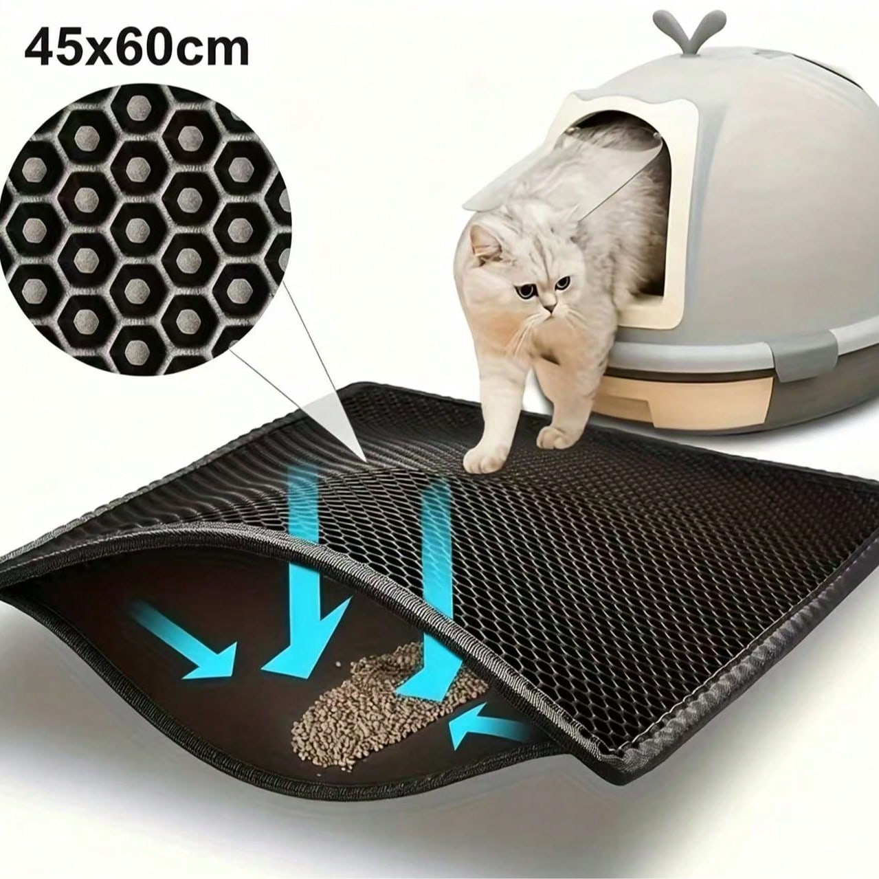 Cat Litter Mat - Doppelschichtige Katzenstreu-Matte aus EVA-Material – geruchsabweisend,
