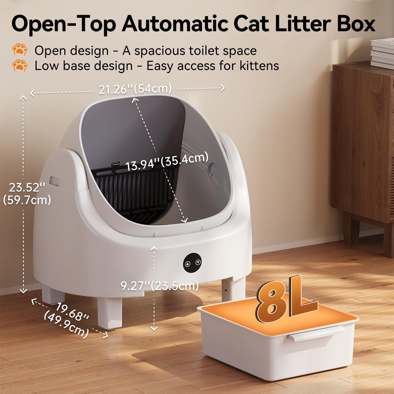 Cat Litter Mat - Aoxun Automatische Selbstreinigende Katzentoilette Weiß App-Steuerung